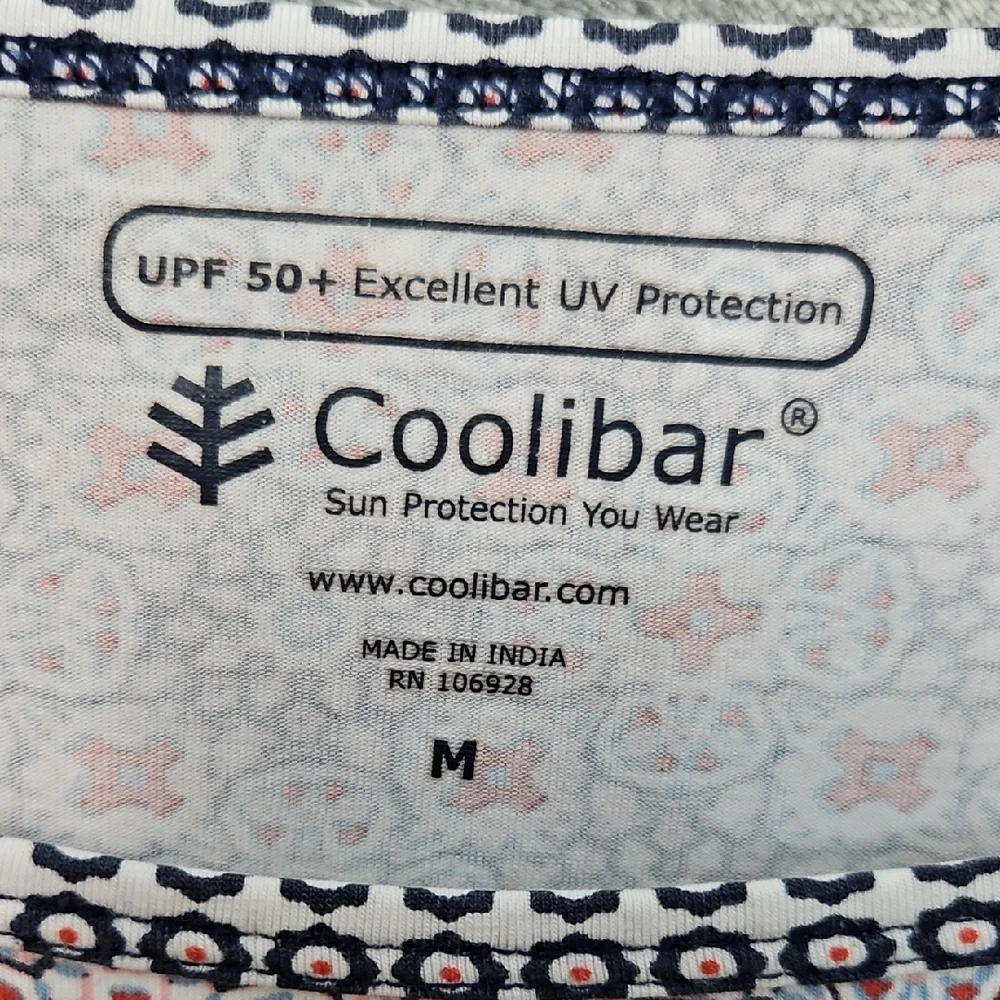 Coolibar Women's Med Long Sleeve Top - Blue White, and Red Sun Protection - Picture 2 of 10